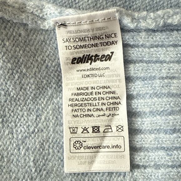 EDIKTED Shirley Oversized Knit Crewneck Sweater Light Blue Size Medium NWT NEW - Picture 4 of 11